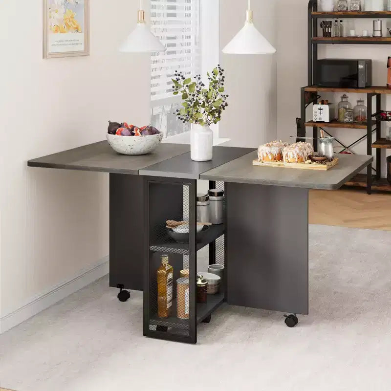 Table à manger pliante pour cuisine, table à manger peu encombrante, table de cuisine à rallonges avec 6 roulettes pour petits espaces