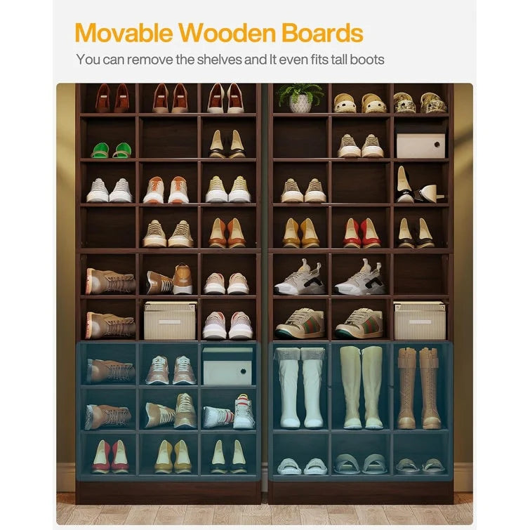 Meuble à chaussures haut 30 paires, étagère de rangement à chaussures en bois blanc 10 niveaux pour placard, entrée - 10 niveaux