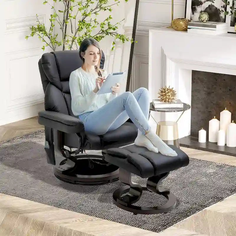 Fauteuil de massage inclinable HOMCOM avec pouf repose-pieds
