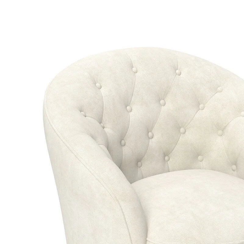 Fauteuil baril pivotant à 360 degrés SEYNAR moderne en velours avec dossier capitonné, lot de 2
