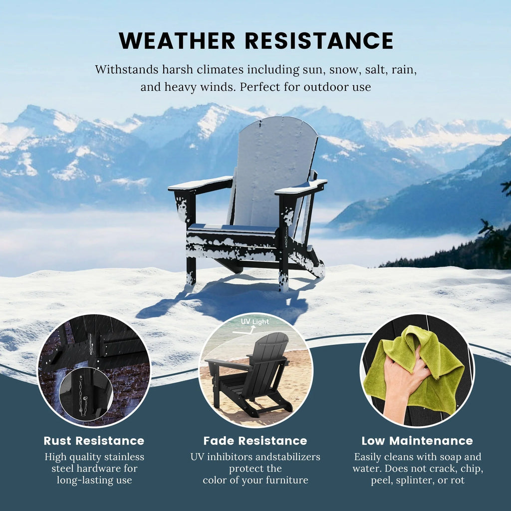 Chaise Adirondack pliante d'extérieur tout temps Polytrends Laguna résistante à la décoloration pour patio