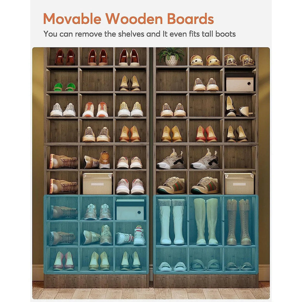 Meuble à chaussures haut 30 paires, étagère de rangement à chaussures en bois blanc 10 niveaux pour placard, entrée - 10 niveaux