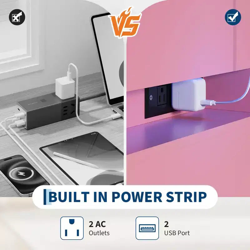 Meuble TV moderne avec 6 tiroirs et lumières LED, bar à café flottant pour centre de divertissement de salon