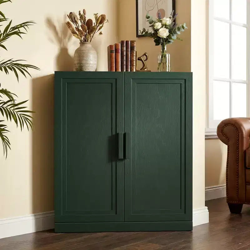 Meuble d'angle Dovelina avec étagères réglables, buffet, meuble à vin, meuble de cuisine et de salle à manger avec portes en bois - 31H x 31L, 36H x 31L