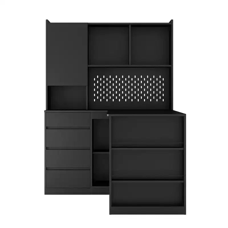 Bureau d'angle en L de 46 pouces avec bibliothèque et tiroirs