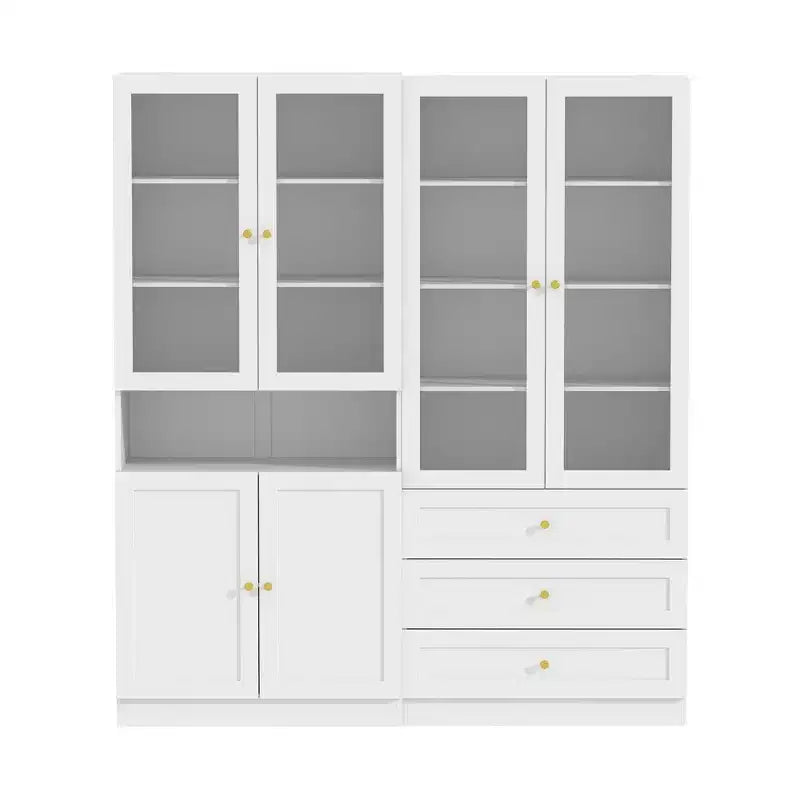 Meuble de rangement polyvalent Famapy avec portes vitrées, bibliothèque, organisateur de garde-manger
