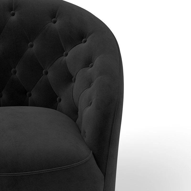 Fauteuil baril pivotant à 360 degrés SEYNAR moderne en velours avec dossier capitonné, lot de 2