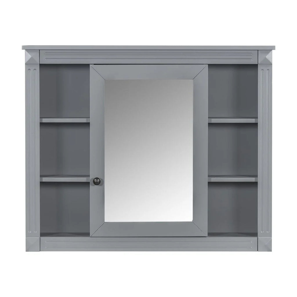 Meuble-lavabo de salle de bain moderne de 91 cm avec lavabo et armoire de toilette, 2 portes et 2 tiroirs