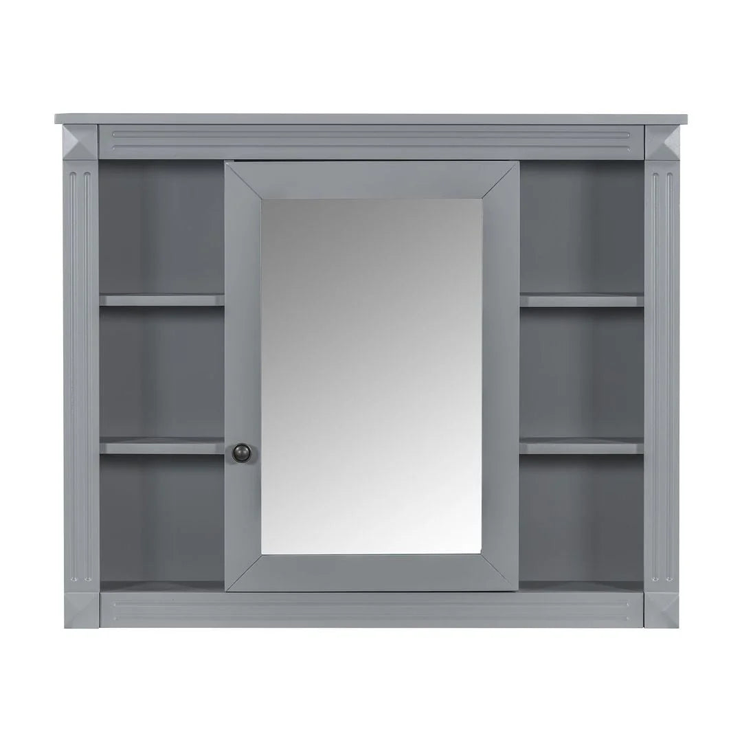 Meuble-lavabo de salle de bain moderne de 91 cm avec lavabo et armoire de toilette, 2 portes et 2 tiroirs