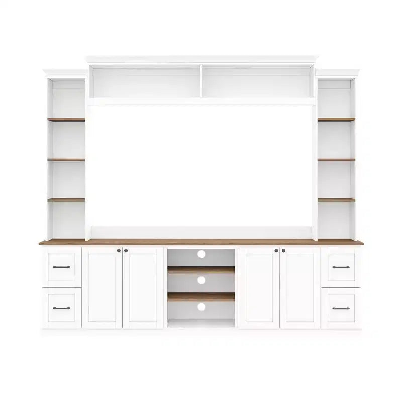 Meuble TV mural 4-en-1 ModernLuxe de style campagnard, convient aux téléviseurs jusqu'à 70 pouces, meuble TV console multimédia avec étagères réglables et tiroirs