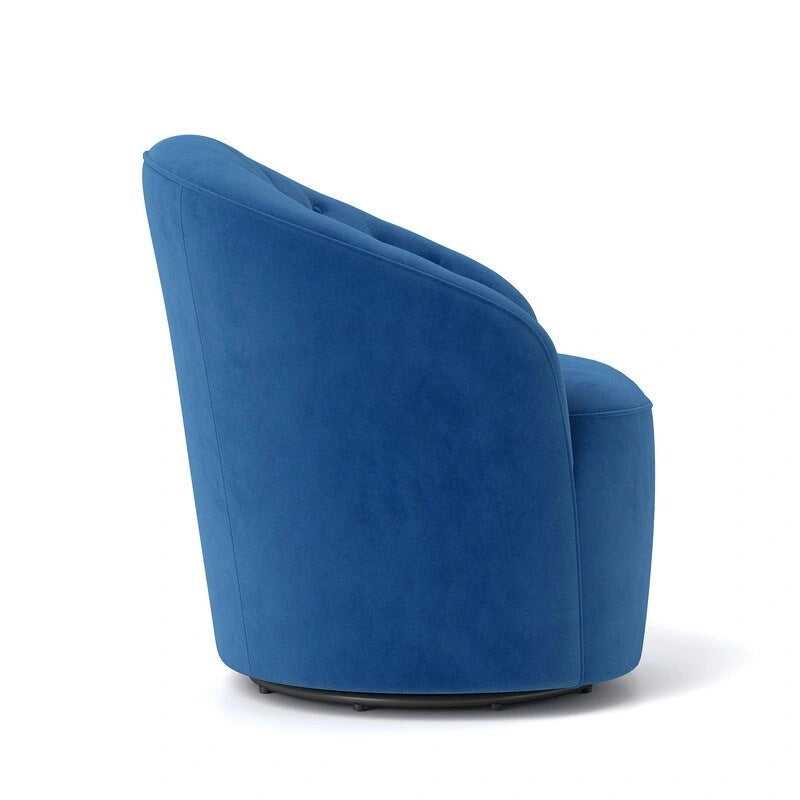 Fauteuil baril pivotant à 360 degrés SEYNAR moderne en velours avec dossier capitonné, lot de 2