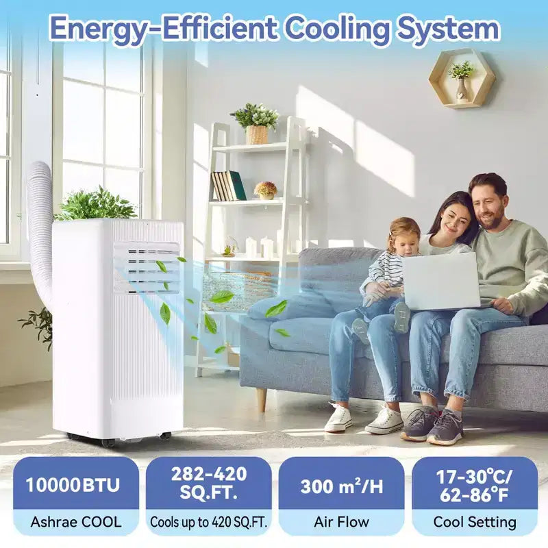 Climatiseur Portable, Flarhetoric 10000 BTU Climatisation/Ventilation/Déshumidification 3 EN 1, Unité AC Portable pour Pièce de 52 m², Unités pour Pièces à Faible Bruit