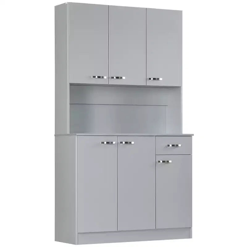 71 Armoire de cuisine, armoire de rangement haute avec support pour micro-ondes, buffet de cuisine moderne, 3 étagères réglables pour salon, salle à manger