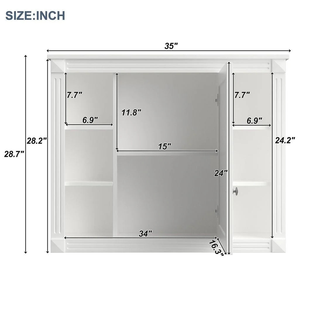 Meuble-lavabo de salle de bain moderne de 91 cm avec lavabo et armoire de toilette, 2 portes et 2 tiroirs
