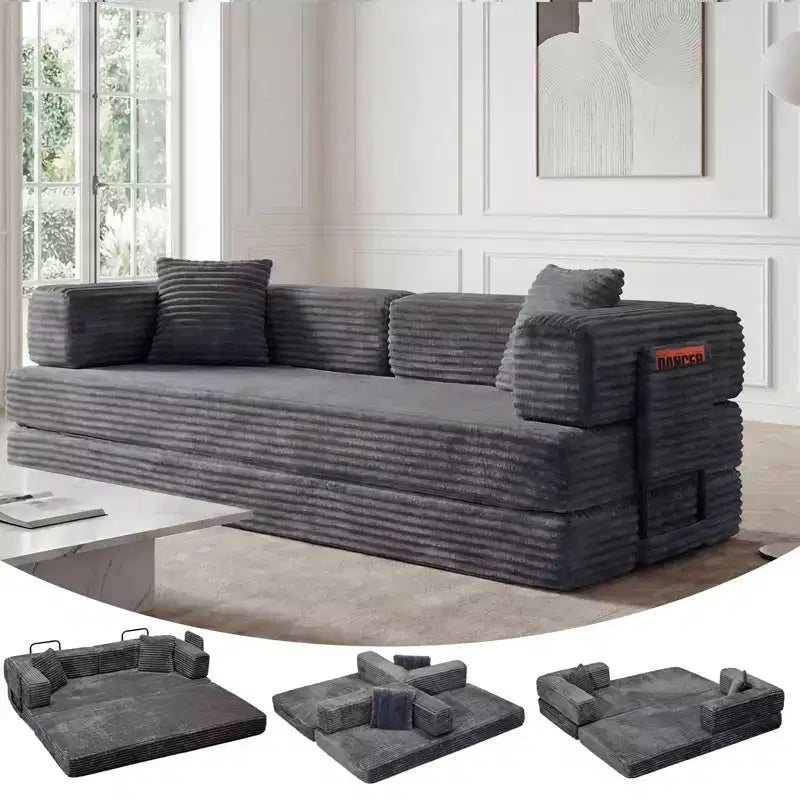 80,7 Canapé-lit convertible 5-en-1 – Corduroy, 1200 lbs, Aucun assemblage requis