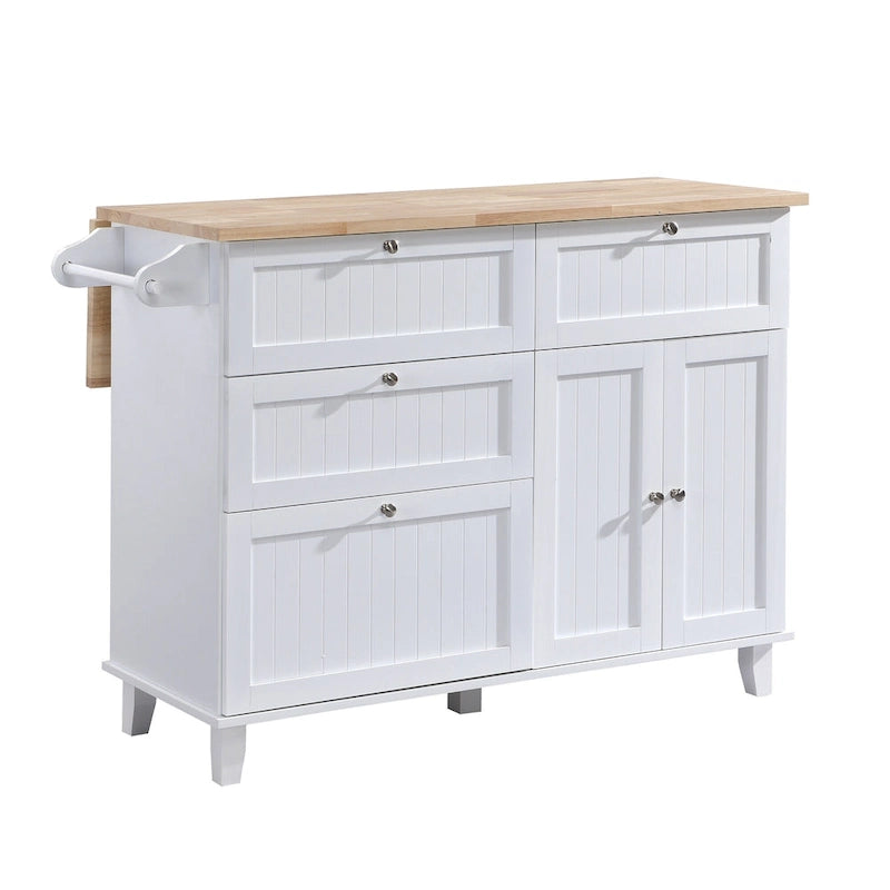 Ensemble d'îlot de cuisine TOPMAX avec abattant et 2 tabourets, ensemble de table à manger avec étagère réglable, tiroirs et porte-serviettes
