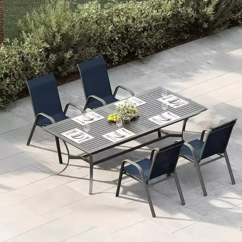 Chaises de patio, Lot de 4/6 chaises de salle à manger empilables d'extérieur en textilène léger résistant aux intempéries avec accoudoirs pour jardin, terrasse de piscine