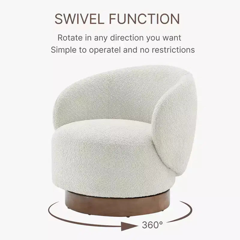 Fauteuil d'appoint pivotant Spruce&Spring en tissu avec base en bois