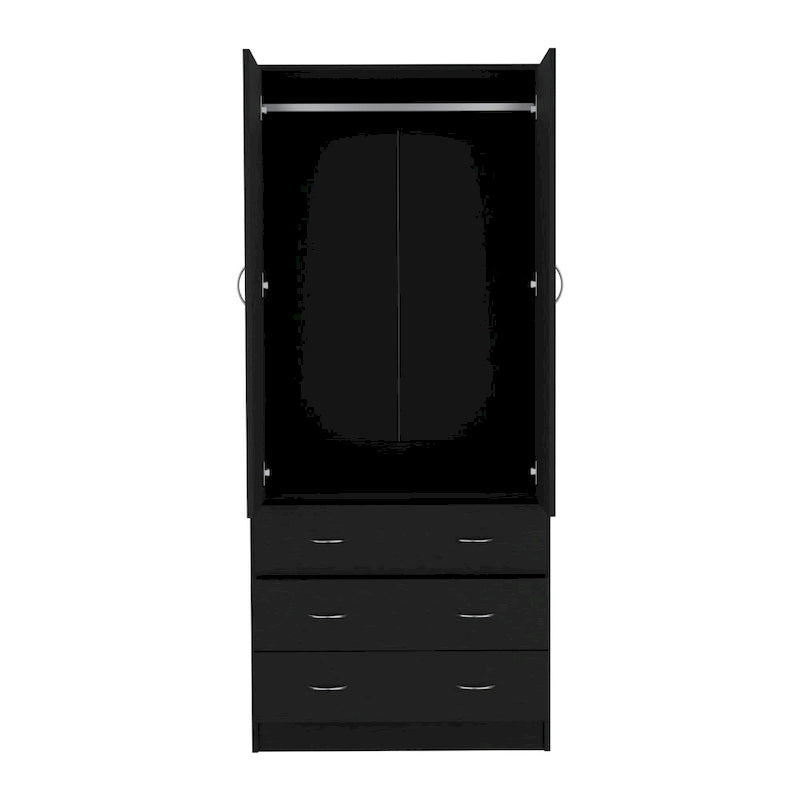 Grande Armoire Moderne à Deux Portes avec 3 Tiroirs et 1 Tringle pour Chambre à Coucher