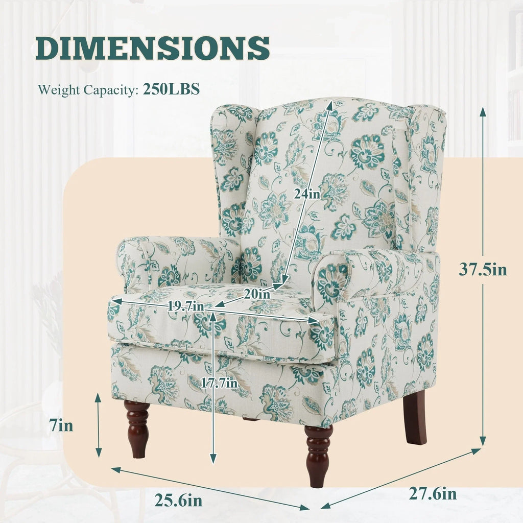 Fauteuil d'appoint moderne Erommy, fauteuil à dossier haut, canapé simple en tissu rembourré avec boutons et pieds en bois pour salon