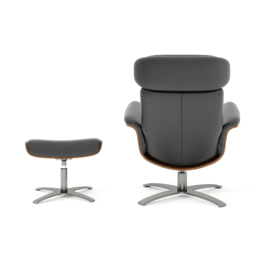 Jovan 31.5 Fauteuil inclinable en cuir véritable avec ottoman