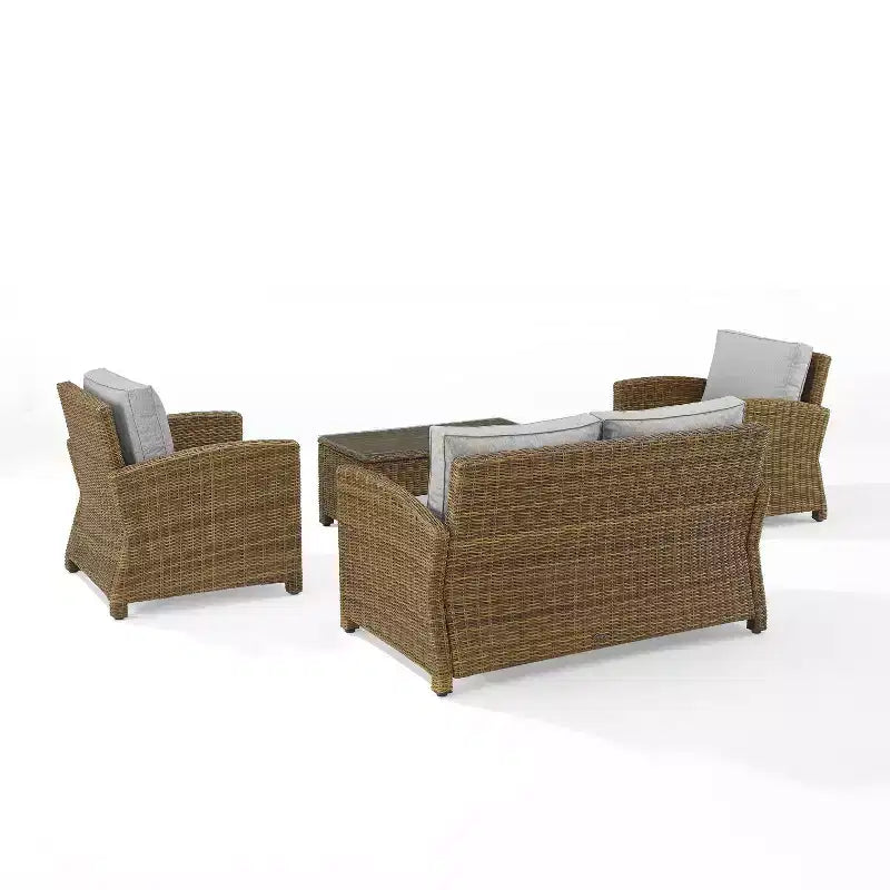 Ensemble de conversation d'extérieur 4 pièces en osier Bradenton - Crosley