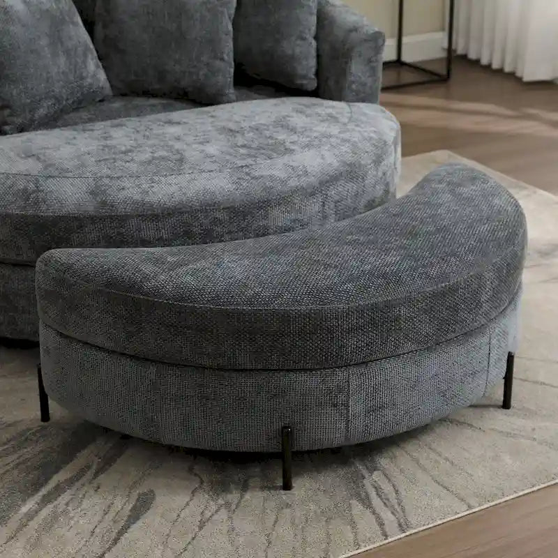 Fauteuil Moderne Rond Avec 5 Coussins Et Pouf Optionnel
