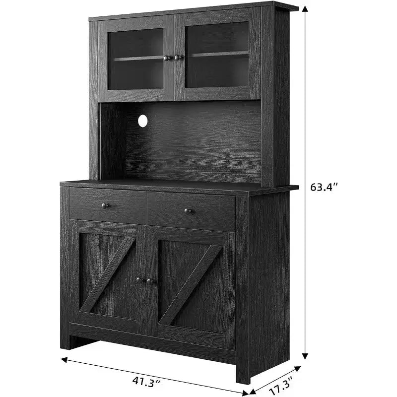 Armoire de cuisine avec support pour micro-ondes, armoire de type « hutch » avec buffet et étagères réglables, pour la cuisine et la salle à manger