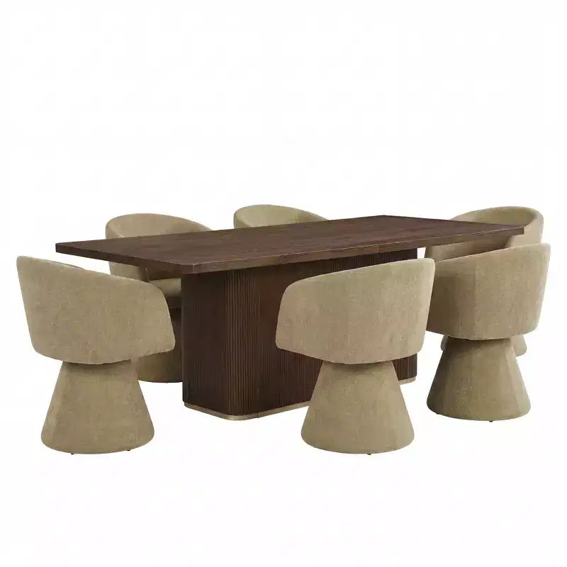 Ensemble de salle à manger 7 pièces Yodsak moderne en bois et métal avec chaises pivotantes à 180° Christopher Knight Home