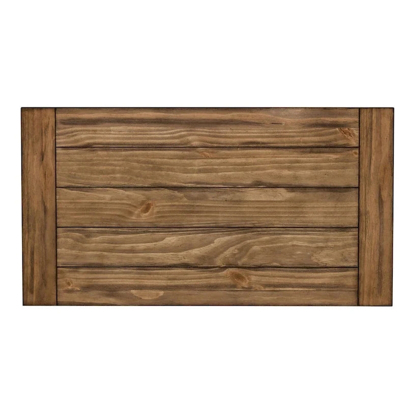 Table basse Morgan Creek blanc antique, avec accents tabac brossé.