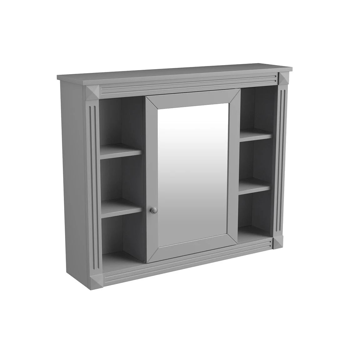 Meuble-lavabo de salle de bain moderne de 91 cm avec lavabo et armoire de toilette, 2 portes et 2 tiroirs