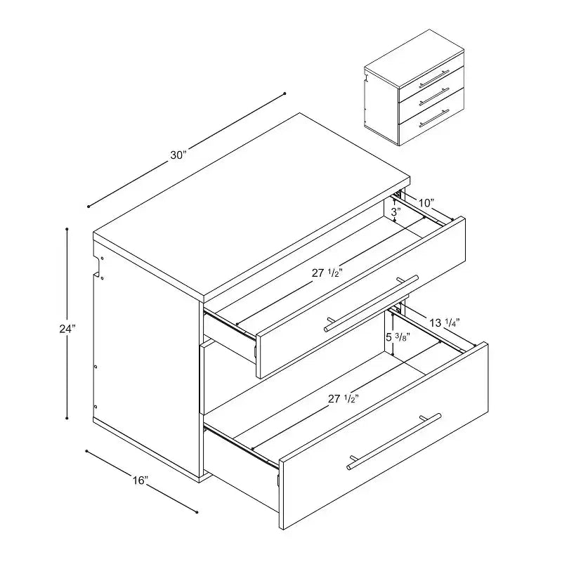 Meuble de rangement bas à 3 tiroirs Hangups - Prepac