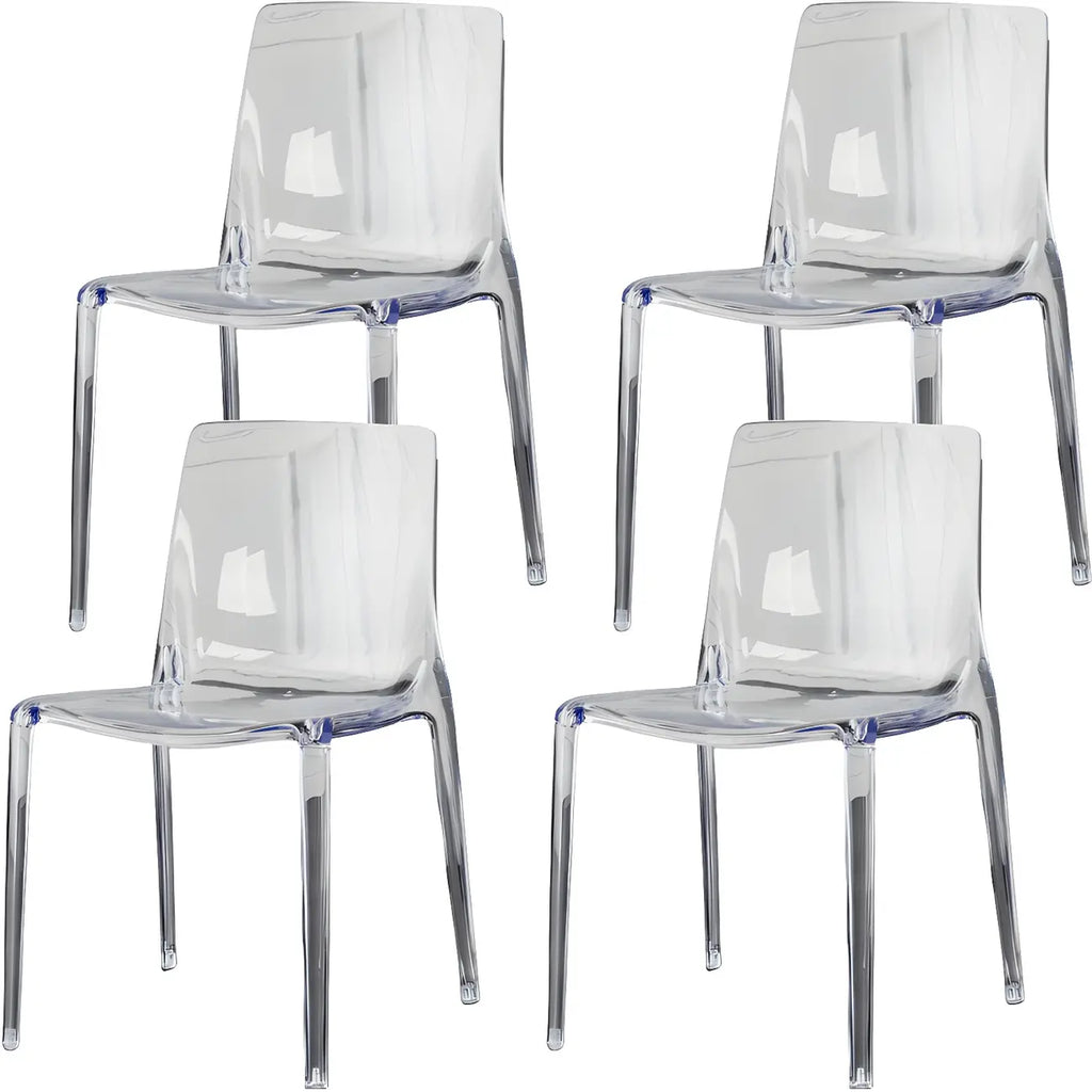 Chaise de salle à manger sans accoudoirs à dossier bas en acrylique ambre