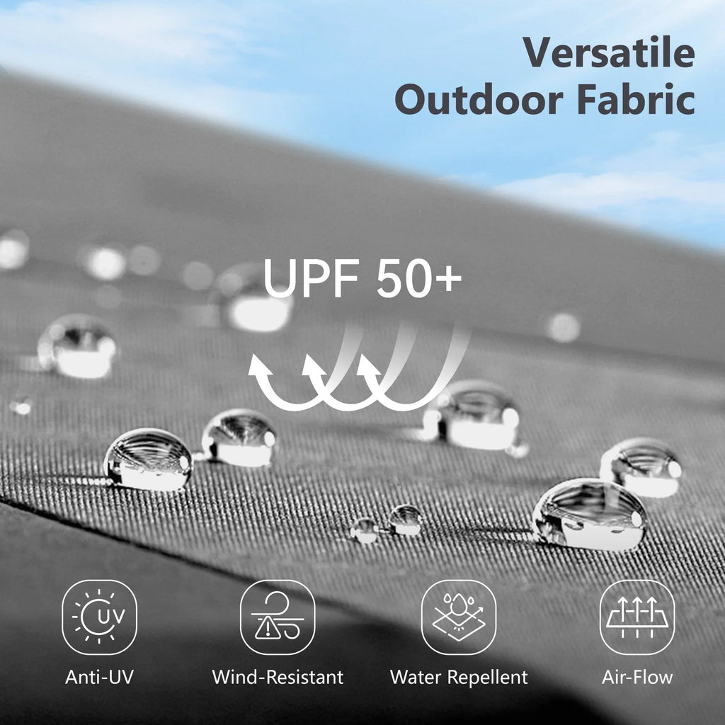 MAISON ARTS Parasol excentré rectangulaire de 4,5 m avec manivelle, parasol de marché double face d'extérieur avec lumières LED solaires et base incluse