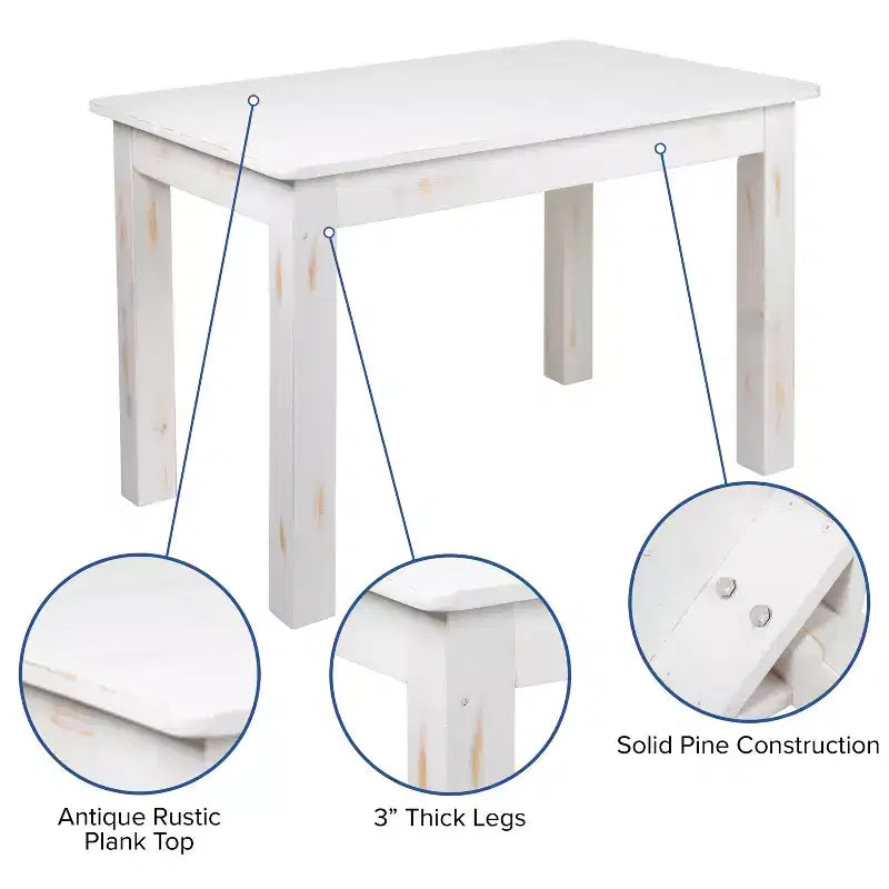 Table de salle à manger de ferme rectangulaire en pin massif 46 x 30 Flash Furniture