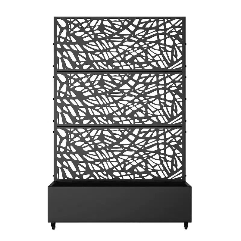 MAYEERTY Jardinière avec treillis en fer noir, style 01, 72 x 47 x 16 pouces, lot de 3 pièces