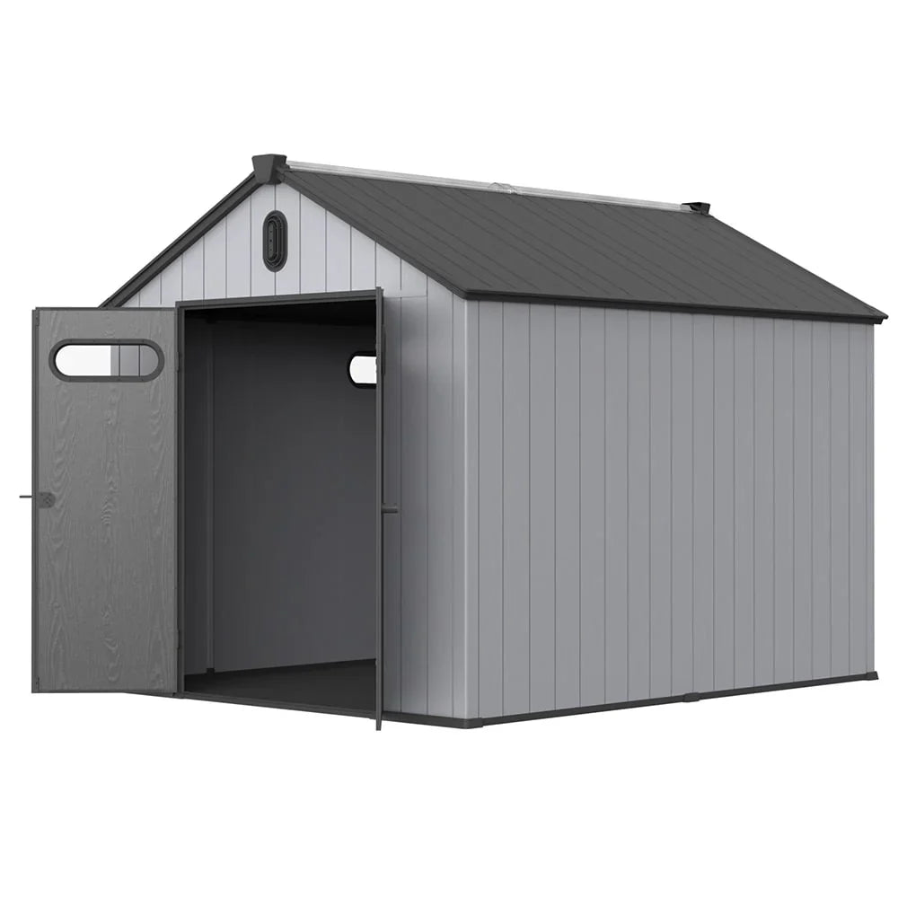 Abri de jardin en résine toutes saisons avec plancher, 1,8 m x 1,2 m/1,8 m x 2,4 m/2,4 m x 1,8 m/2,4 m x 3 m, Spire Tool Shed