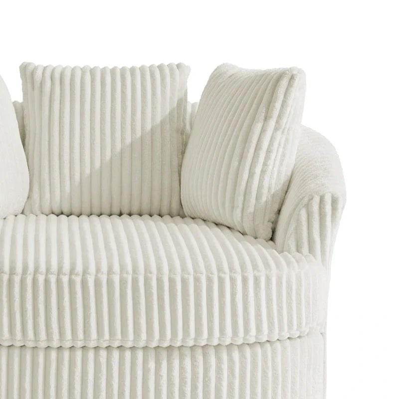 Lot de 2 fauteuils pivotants ronds surdimensionnés en velours côtelé moelleux de 43 po de large avec oreillers