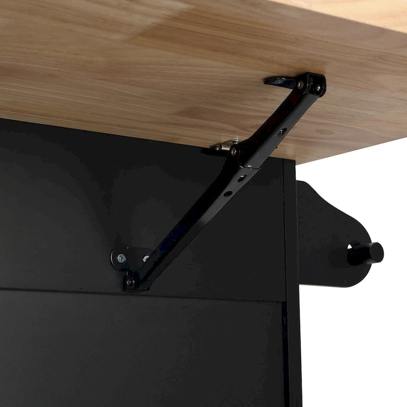 Ensemble d'îlot de cuisine TOPMAX avec abattant et 2 tabourets, ensemble de table à manger avec étagère réglable, tiroirs et porte-serviettes