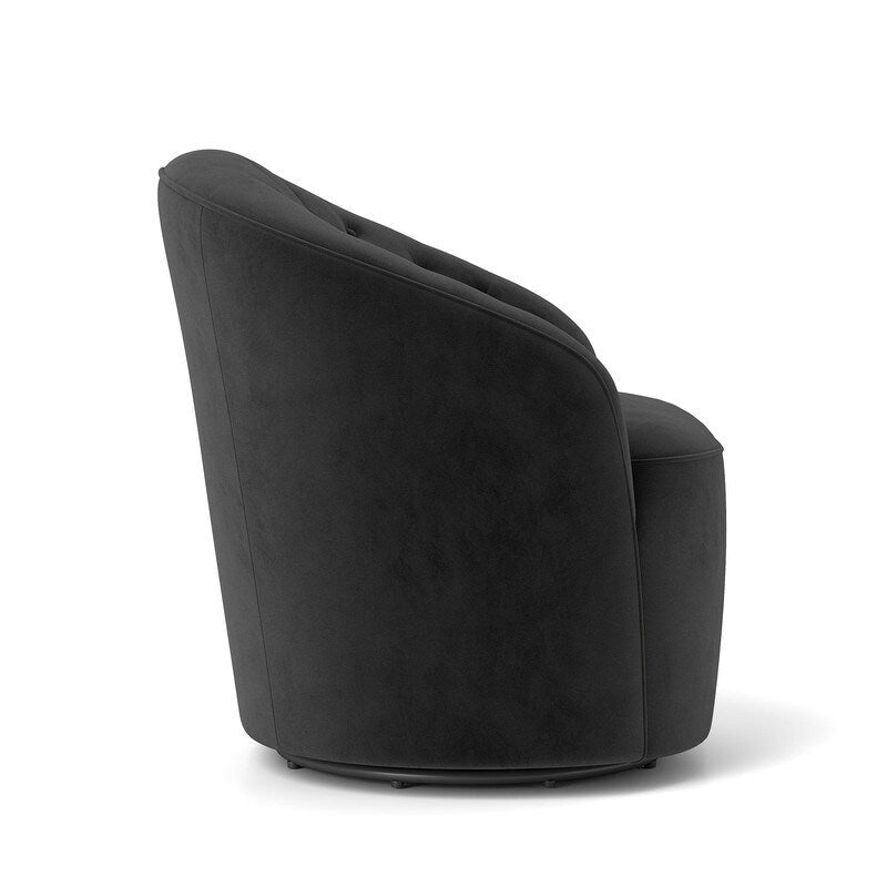 Fauteuil baril pivotant à 360 degrés SEYNAR moderne en velours avec dossier capitonné, lot de 2