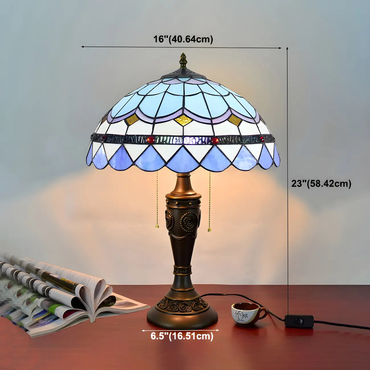 HomeyFad Lampe de table à 2 lumières dôme en verre inoxydable vintage