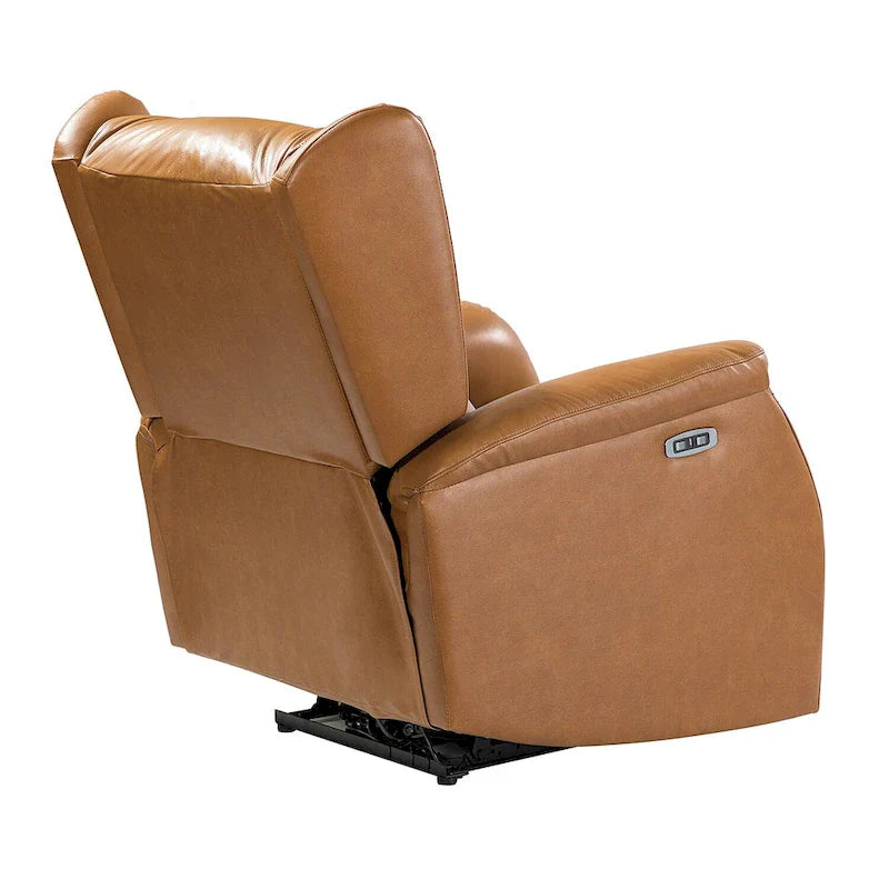Fauteuil inclinable électrique en cuir véritable avec port USB – Dossier à oreilles clouté, ensemble de 2