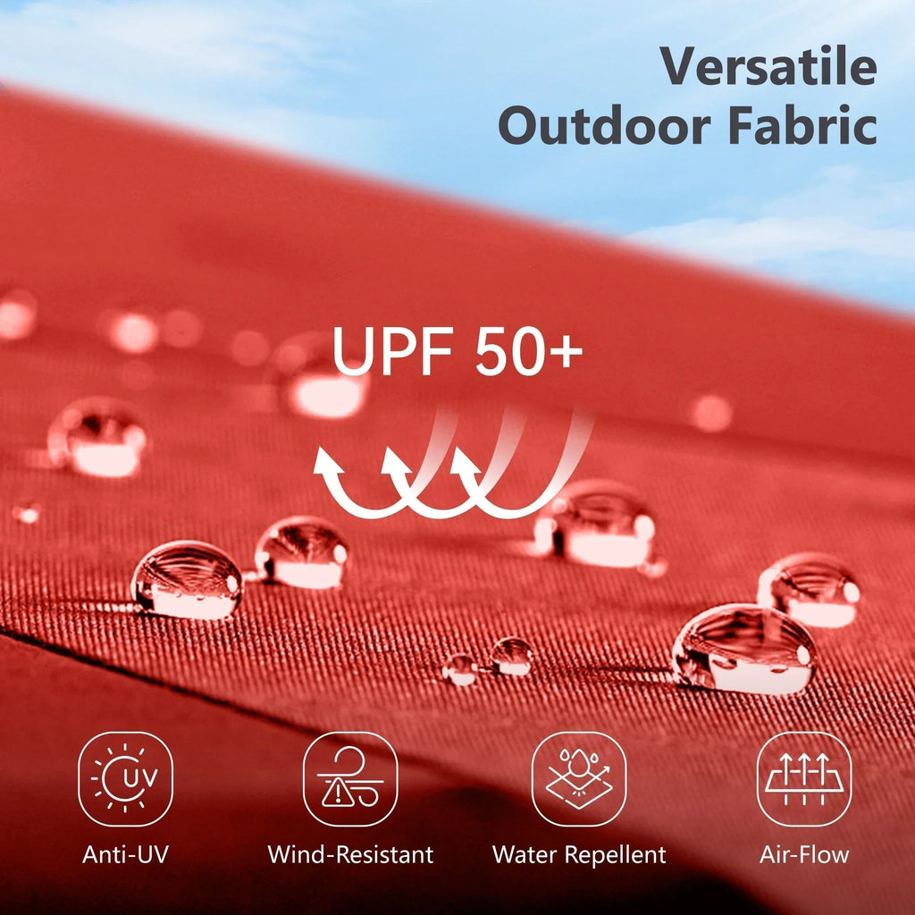 MAISON ARTS Parasol excentré rectangulaire de 4,5 m avec manivelle, parasol de marché double face d'extérieur avec lumières LED solaires et base incluse