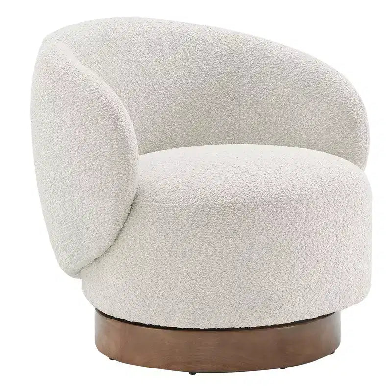 Fauteuil d'appoint pivotant Spruce&Spring en tissu avec base en bois