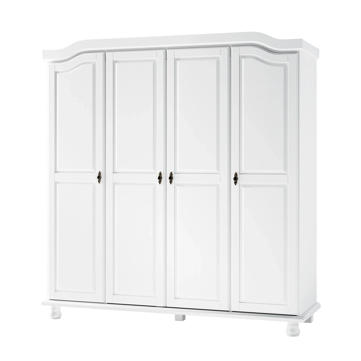 Palace Imports Kyle Armoire 4 portes 100 % en bois massif avec portes en bois massif ou portes miroir