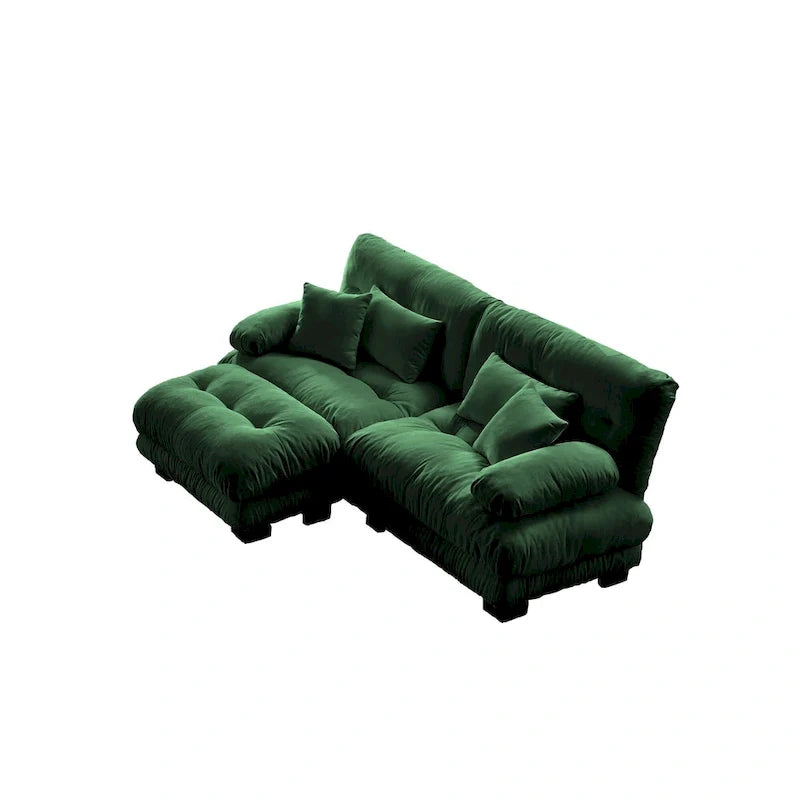 Canapé sectionnel d'angle en chenille avec oreillers lombaires