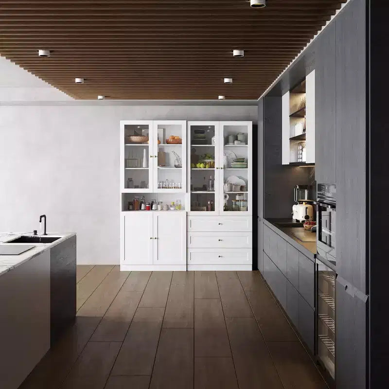 Meuble de rangement polyvalent Famapy avec portes vitrées, bibliothèque, organisateur de garde-manger