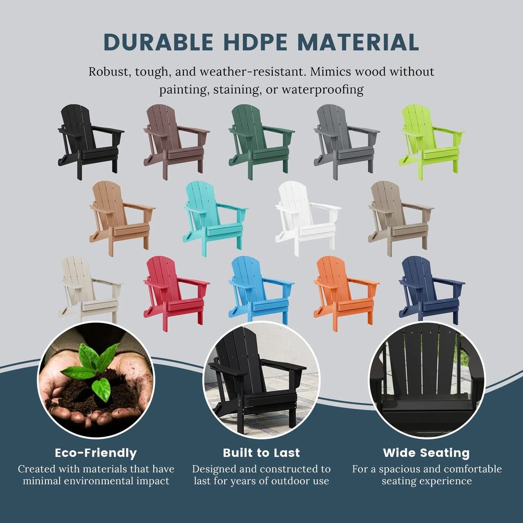 Chaise Adirondack pliante d'extérieur tout temps Polytrends Laguna résistante à la décoloration pour patio