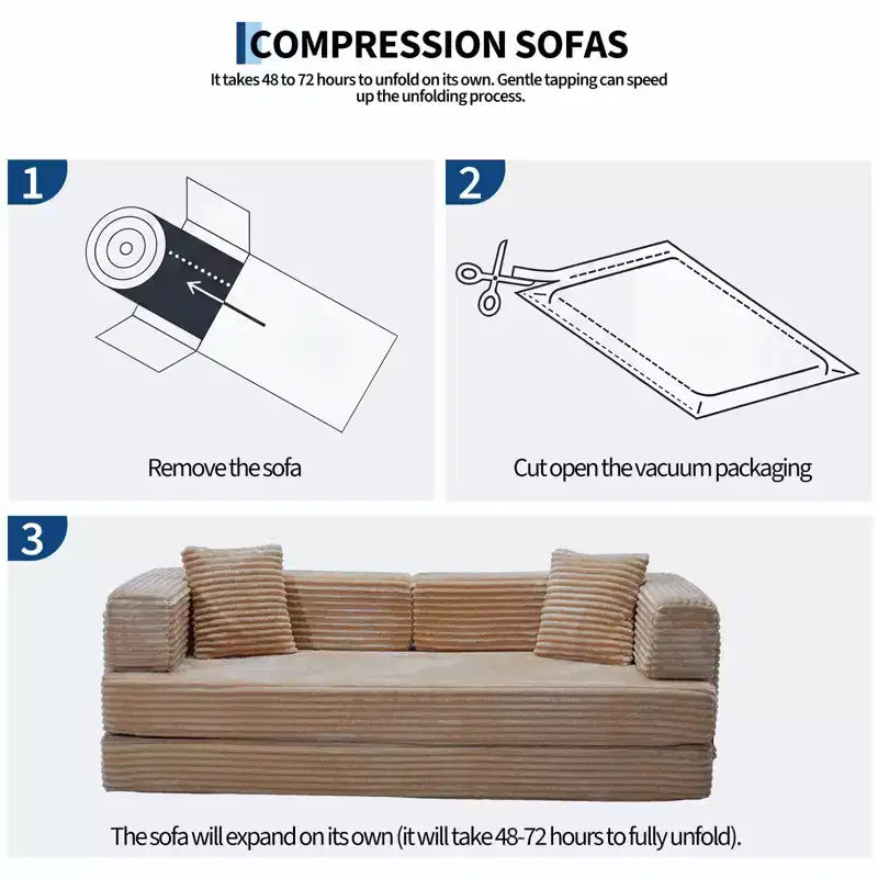 80,7 Canapé-lit convertible 5-en-1 – Corduroy, 1200 lbs, Aucun assemblage requis