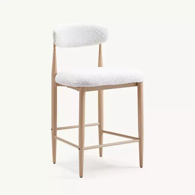 Lot de 4 tabourets de bar sans accoudoirs Boucle, avec pieds en métal imitation grain de bois pour cuisine, salon, restaurant, café - Morden Fort